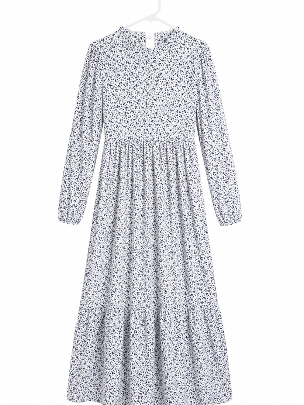 ASOS Design Floral Midi Maxi Dress US 8 UK 12 Blue White Long Sleeve‎ Cottage